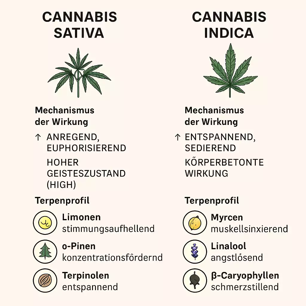 Indica vs. Sativa – Einordnung für die Schmerztherapie mit medizinischem Cannabis (vollständige Infografik)