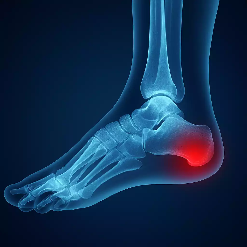 Illustration (nur optisch, kein Röntgen) zur Stoßwellentherapie