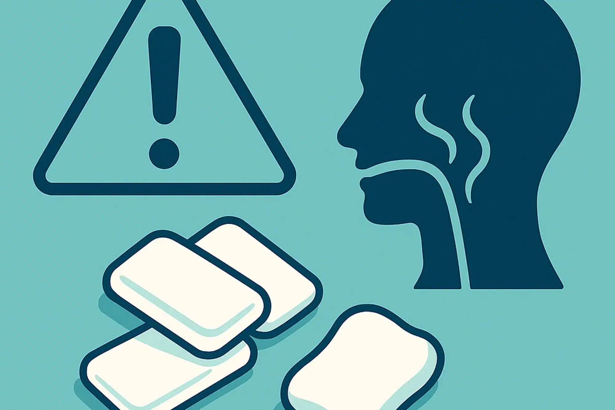 Warnsymbol und Kaugummi – wie viel Kaugummi ist gesund und ab wann drohen Risiken?