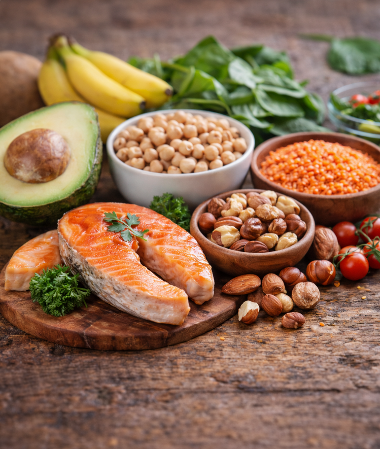 Vitamin-B6-reiche Lebensmittel – natürliches Foto